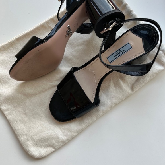 Black patent, Prada sandals, sz 37 - Picture 2 of 2